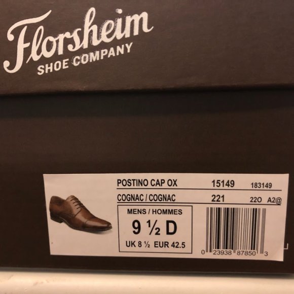 Florsheim Postino Cap Toe Oxford, Cognac, M 9.5 - Picture 3 of 4